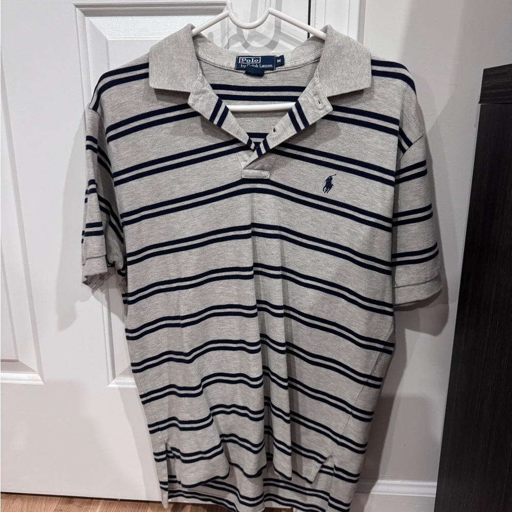 Polo by Ralph Lauren Gray and Blue Striped Polo Shirt
